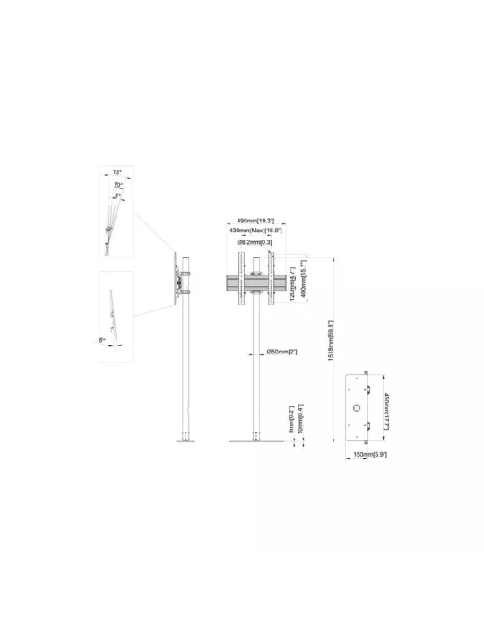 MULTIBRACKETS 8939 Multibrackets Single Pole Floormount Pro 32  -65   REF  MULTIBRACKETS MUL8939 | MusicGoodDeal