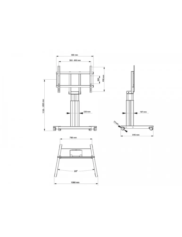MULTIBRACKETS 4580 Soporte de suelo motorizado Multibrackets Soporte de suelo público motorizado 160 kg Negro SD - Pantalla 11