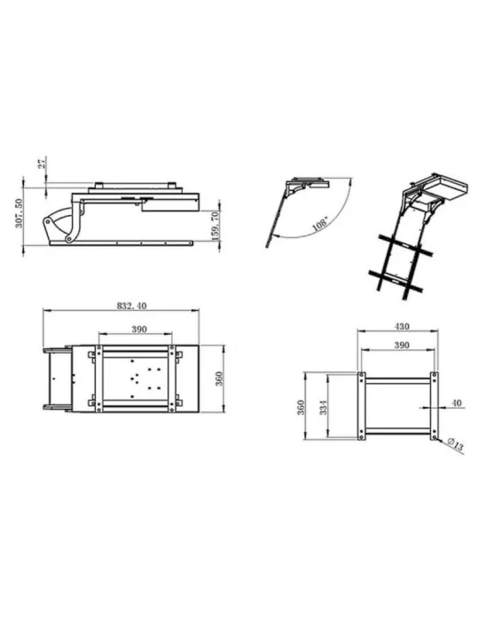 MULTIBRACKETS 9585 Support plafond motorisé inversé Multibrackets Motorized Ceiling Mount Inverted - écran 32 -70  Vesa Max 60
