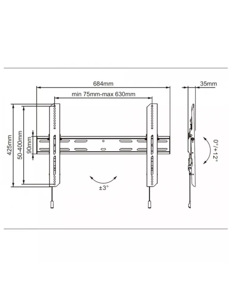 MULTIBRACKETS 6690 Soporte de pared inclinable Multibrackets Universal Wallmount Outdoor - pantalla 40 -75  VESA Max 600x400 M
