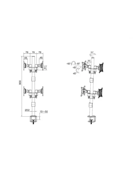 MULTIBRACKETS 5594 Drehbarer Tischständer Multibrackets Deskmount Officeline Quad B2B Weiß - 15 -30 -Bildschirm Vesa Max 100x1