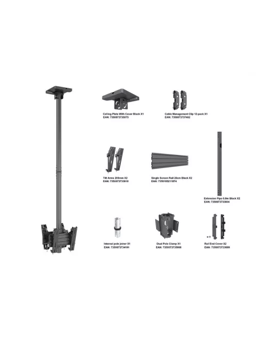 MULTIBRACKETS 7884 Soporte plafond Multibrackets Soporte de techo Pro MBC1UX2 Negro - 2 pantallas 24 -42  VESA Max 200x200 MUL