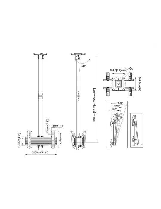 MULTIBRACKETS 7884 Ceiling Mount Multibrackets Ceiling Mount Pro MBC1UX2 Black - 2 screens 24 -42  VESA Max 200x200 MULTIBRACK