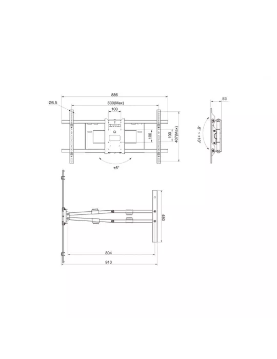 MULTIBRACKETS 6881 Articulated Wall Support Double White Multibrackets Long Reach Arm 91cm Dual for LCD Screens 50 - 80  - 60k