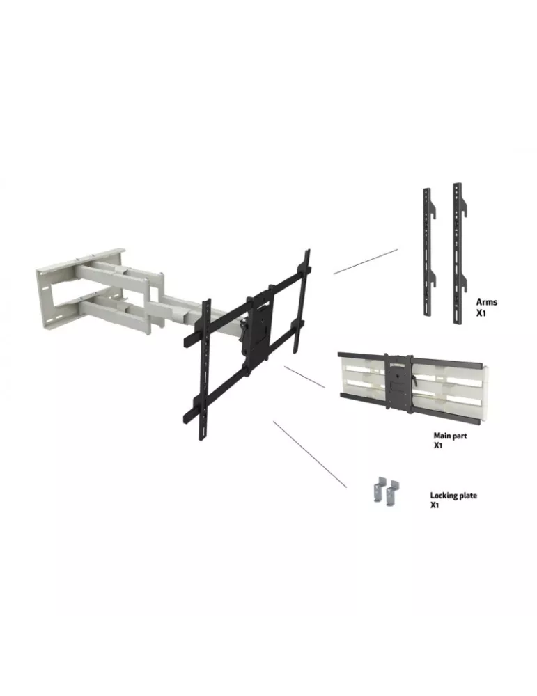 MULTIBRACKETS 6881 Support mural articulé Double Blanc Multibrackets Long Reach Arm 91cm Dual pour Ecran LCD 50"- 80" - 60kg - 