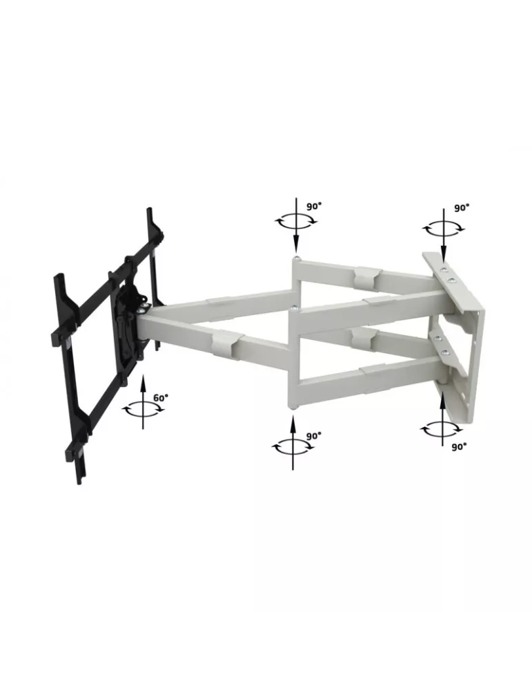 MULTIBRACKETS 6881 Support mural articulé Double Blanc Multibrackets Long Reach Arm 91cm Dual pour Ecran LCD 50"- 80" - 60kg - 