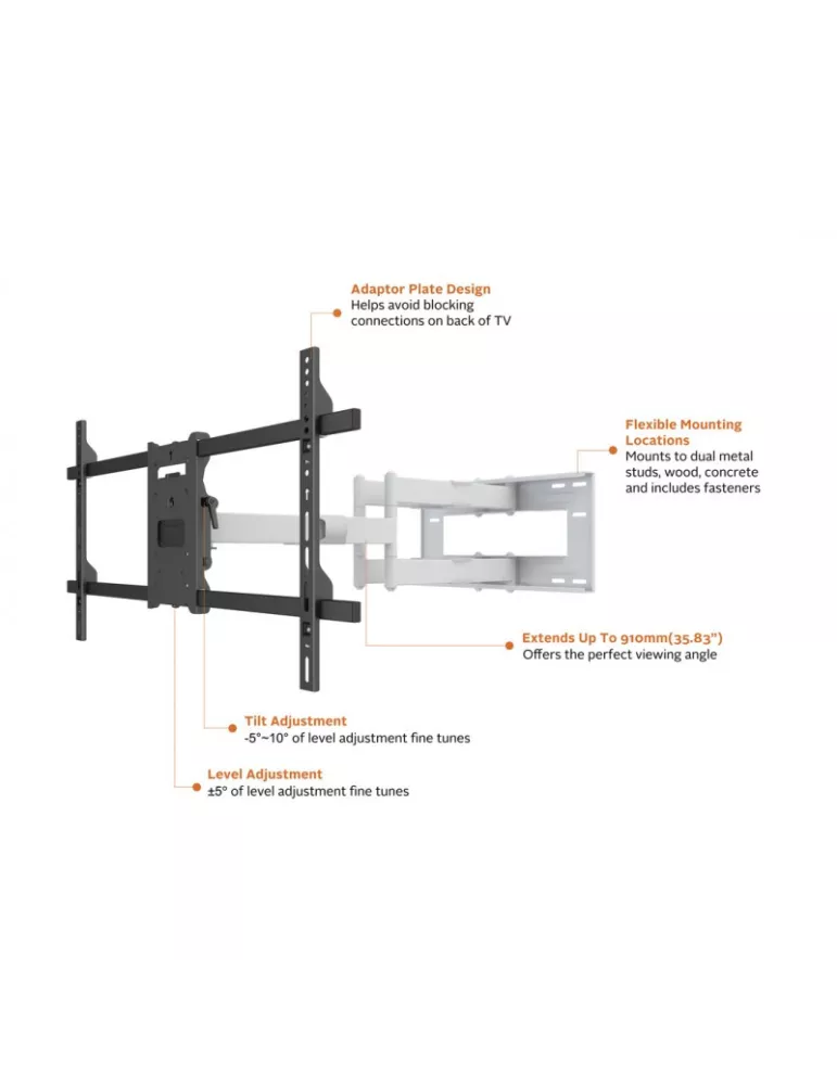 MULTIBRACKETS 6881 Articulated Wall Support Double White Multibrackets Long Reach Arm 91cm Dual for LCD Screens 50 - 80  - 60k