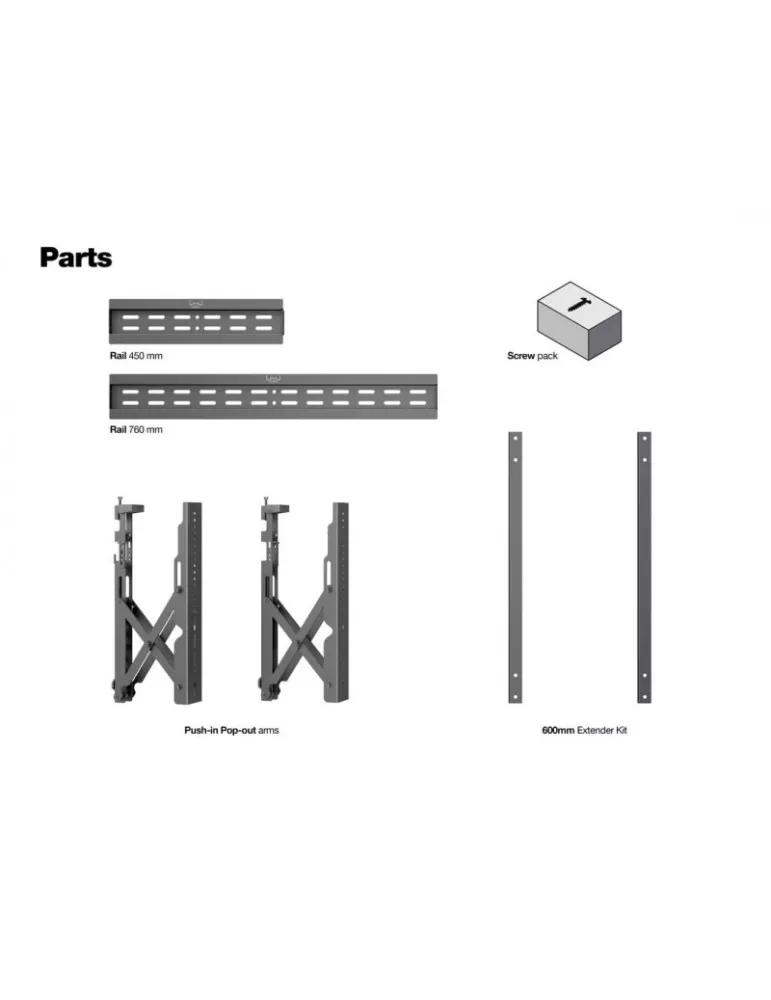 MULTIBRACKETS 2529 Wandhalterung Multibrackets Public Video Wall Mount Push - Bildschirm 40-70  VESA Max Porträt 400x600 MULTI