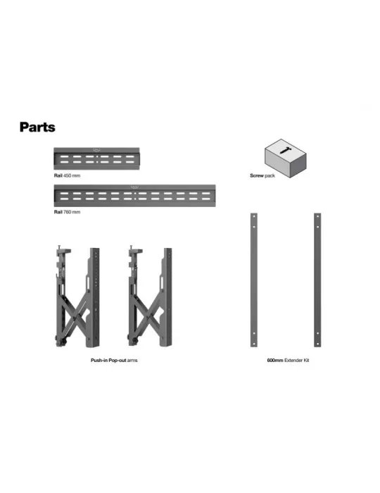 MULTIBRACKETS 2529 Wandhalterung Multibrackets Public Video Wall Mount Push - Bildschirm 40-70  VESA Max Porträt 400x600 MULTI