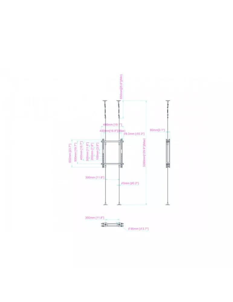 MULTIBRACKETS 7055 Screen slings Multibrackets Series Wire 3000 Back to Back - 2 screens VESA Max 400x600 MULTIBRACKETS MUL705
