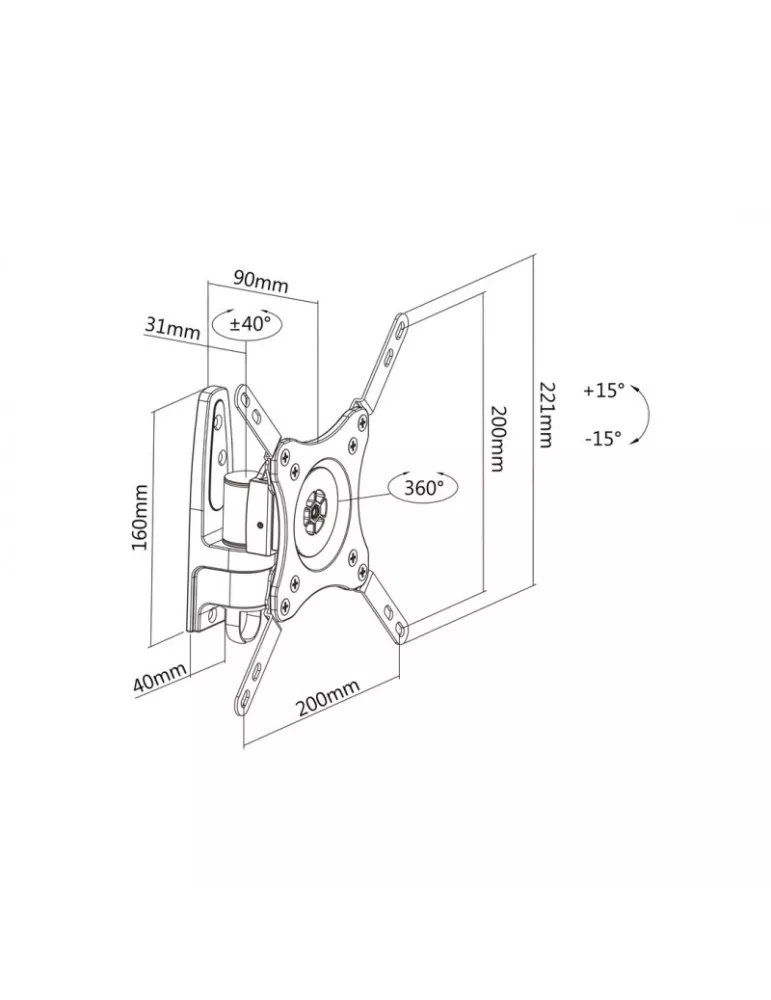 MULTIBRACKETS 3275 VESA wall mount Flexarm 360 Black 75 100 200 Ref   MULTIBRACKETS MUL3275 | MusicGoodDeal