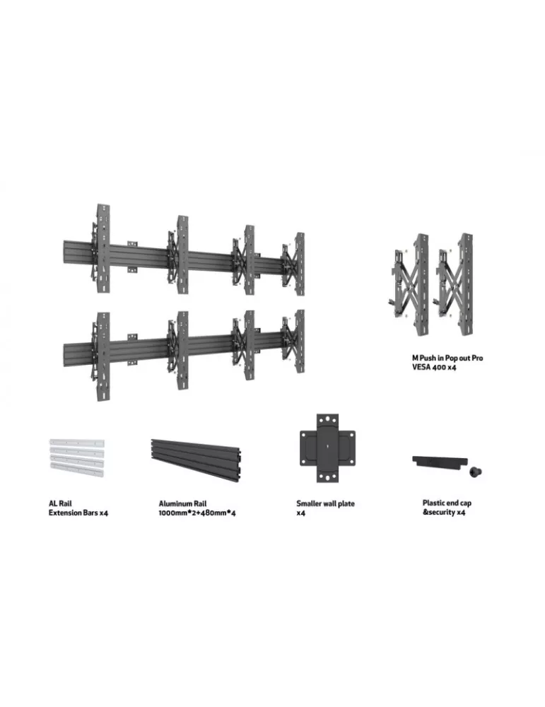 MULTIBRACKETS 2628 Wandhalterung Multibrackets MBW2UX2 für 4 Monitore 40 -65  LCD VESA Max 600x400 MULTIBRACKETS MUL2628 | Mus