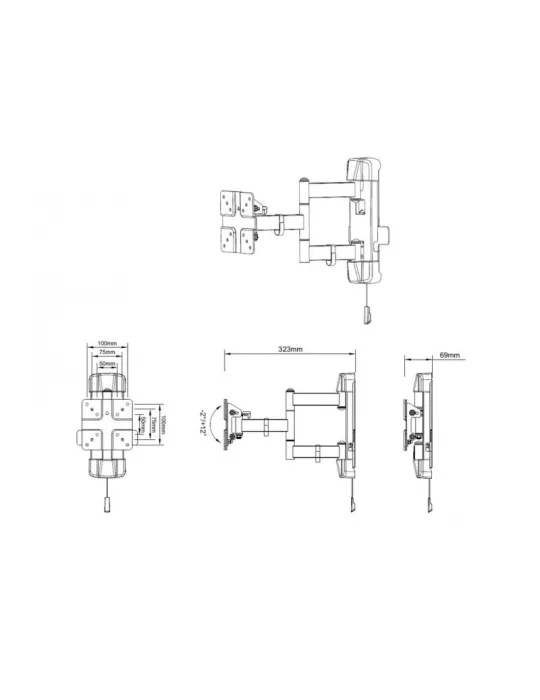MULTIBRACKETS 7185 Tilting wall mount Multibrackets Full Motion Outdoor 50 75 100 - screen 13 -42  VESA Max 100x100 MULTIBRACK