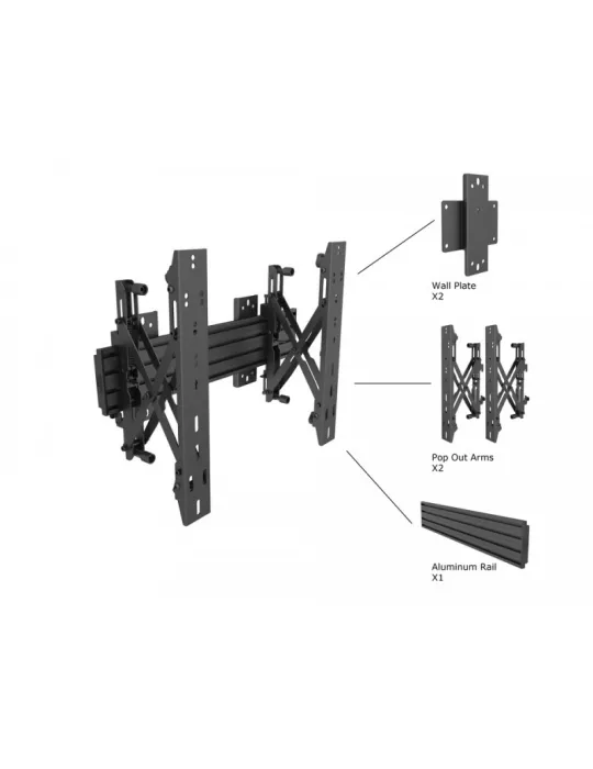 MULTIBRACKETS 5105 Wallmount Multibrackets Wallmount Pro MBW1U Push In Pop Out 48cm Black - screen 40 -65  VESA Max 400x400 MU