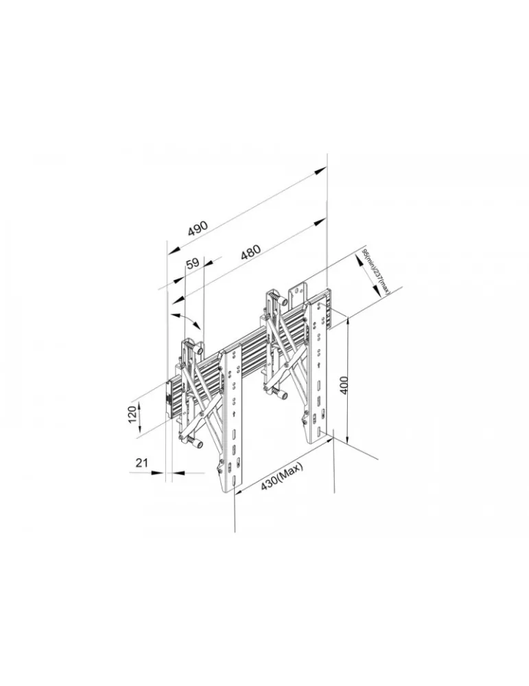 MULTIBRACKETS 5105 Support mural Multibrackets Wallmount Pro MBW1U Push In Pop Out 48cm Black - écran 40"-65" VESA Max 400x400