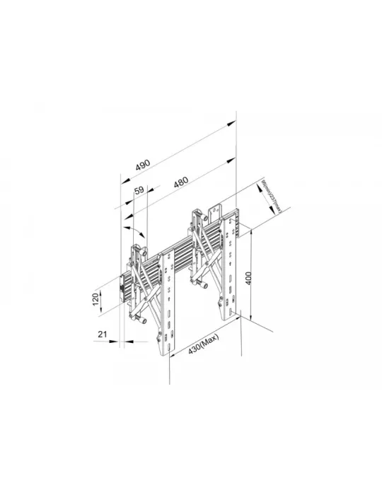 MULTIBRACKETS 5105 Support mural Multibrackets Wallmount Pro MBW1U Push In Pop Out 48cm Black - écran 40"-65" VESA Max 400x400