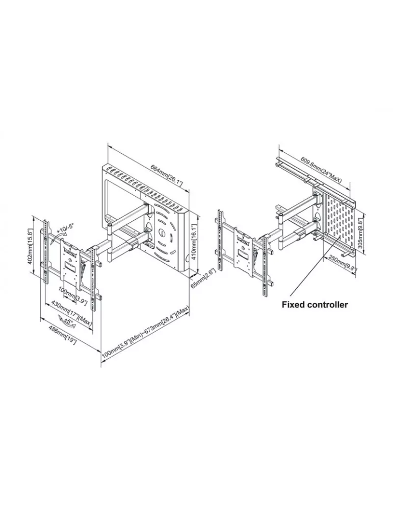 MULTIBRACKETS 0204 Support mural articulé avec boîtier STB Multibrackets Hospitality Flexarm with STB Enclosure for 37 - 70  L