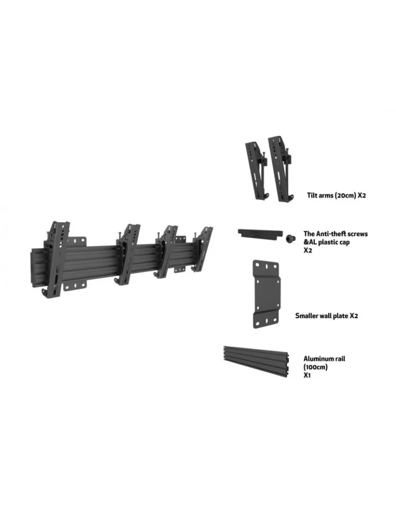 MULTIBRACKETS 7031 Neigbare Wandhalterung Multibrackets Wallmount Pro MBW2U Tilt 200 Black - 2 Bildschirme 27 -32  VESA Max 20