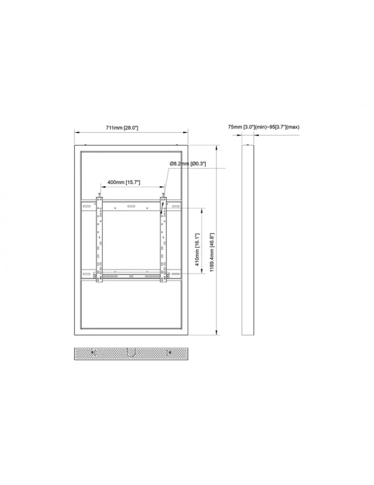 MULTIBRACKETS 1416 Caisson Multibrackets Enclosure 50" Wall Medium White - VESA Max 600x400