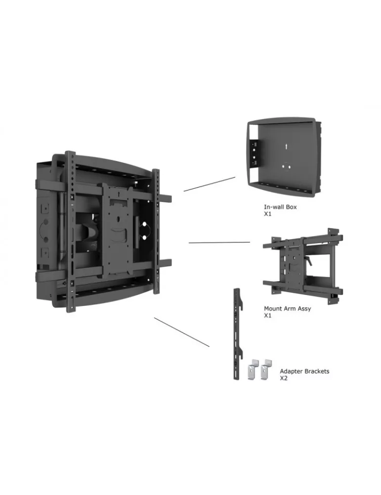 MULTIBRACKETS 6737 Support mural Articulé à encastrer Multibrackets Recessed Full motion Flexarm pour ecran 32 - 80  - Poids 4