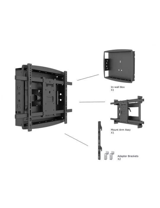 MULTIBRACKETS 6737 Support mural Articulé à encastrer Multibrackets Recessed Full motion Flexarm pour ecran 32 - 80  - Poids 4
