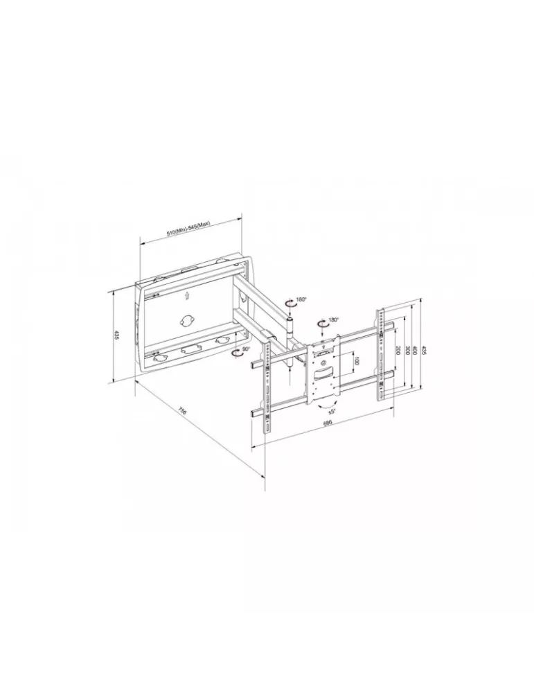 MULTIBRACKETS 6737 Support mural Articulé à encastrer Multibrackets Recessed Full motion Flexarm pour ecran 32 - 80  - Poids 4