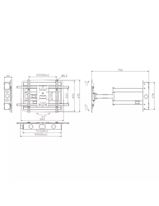 MULTIBRACKETS 6737 Soporte mural Articulado para encastrar Multibrackets Empotrable Full motion Flexarm pour ecran 32 - 80  -