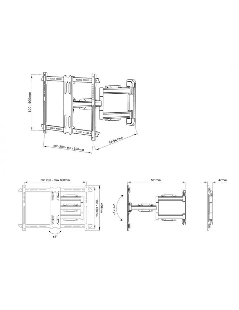 MULTIBRACKETS 2765 Multibrackets FlexArm Pro 40kg HD Soporte de pared articulado simple para pantallas LCD 40 -75  - Peso 40kg
