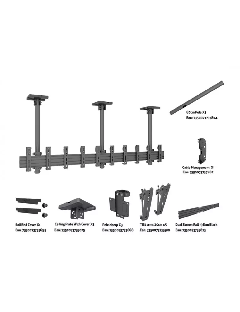 MULTIBRACKETS 5063 Multibrackets Menu Board Mount Pro MBC5X1UP - 5 screens 27 -32  VESA Max 200x200 MULTIBRACKETS MUL5063 | Mu