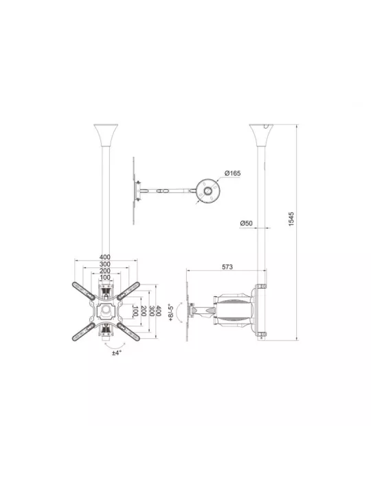 MULTIBRACKETS 6423 Support plafond Multibrackets MBC1F Ceiling Mount Pro - écran 17"-42" VESA Max 400x400