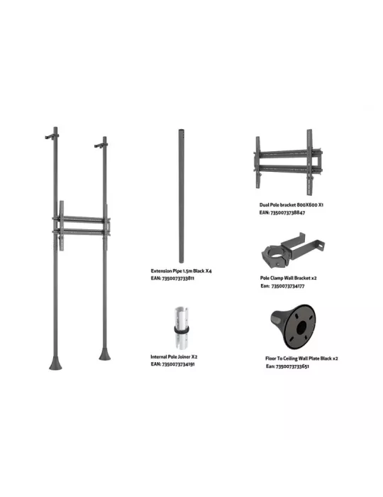 MULTIBRACKETS 6015 Support sol-mur Multibrackets Floor to Wall Mount Pro MBFW2P1UHD - écran 65"-100" VESA Max 800x600