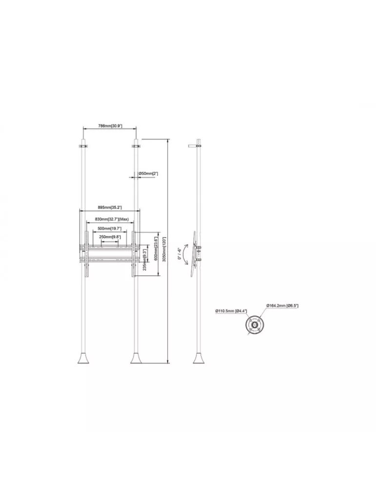 MULTIBRACKETS 6015 Support sol-mur Multibrackets Floor to Wall Mount Pro MBFW2P1UHD - écran 65"-100" VESA Max 800x600