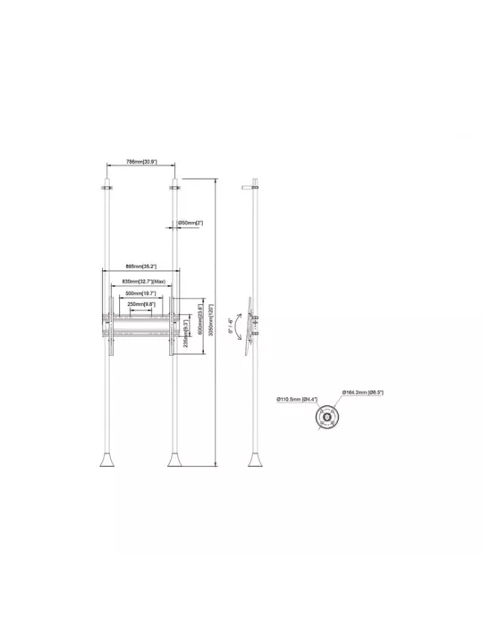 MULTIBRACKETS 6015 Support sol-mur Multibrackets Floor to Wall Mount Pro MBFW2P1UHD - 65 -100  screen VESA Max 800x600 MULTIBR