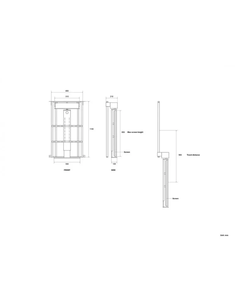 MULTIBRACKETS 5254 Lift motorisé a encastré Multibrackets Motorized Drop Down TV Lift Turn - écran 55"-75" VESA Max 600x600