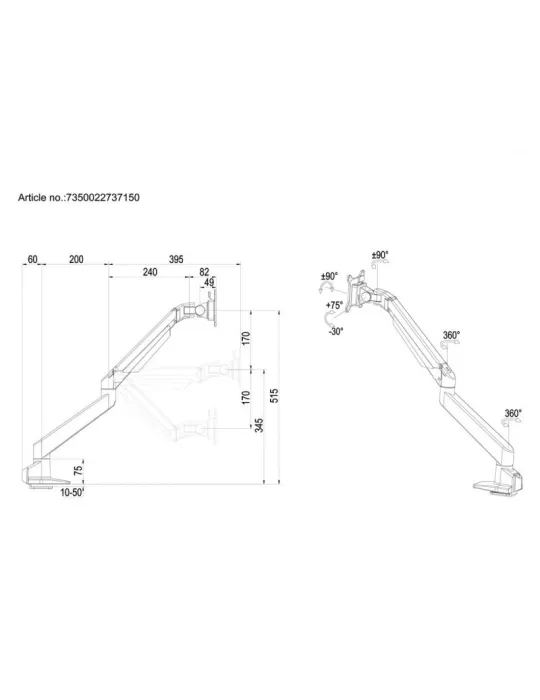 MULTIBRACKETS 7150 Multibrackets VESA Gas Lift Arm Single - 15 -32  screen VESA Max 100x100 MULTIBRACKETS MUL7150 | MusicGoodD