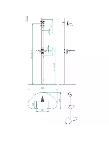 EUROMET 14969 Support sol fixe   Ecran Vesa Max 100x100 2