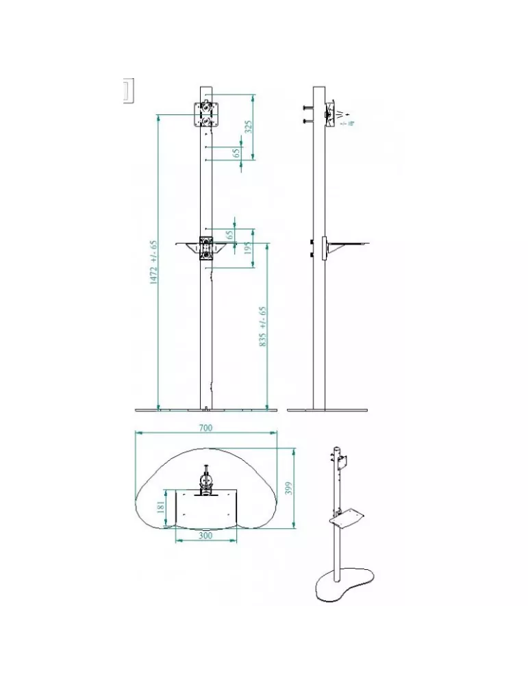 EUROMET 14969 Support sol fixe   Ecran Vesa Max 100x100