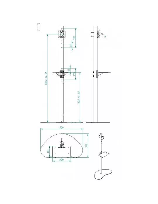 EUROMET 14969 Support sol fixe   Ecran Vesa Max 100x100