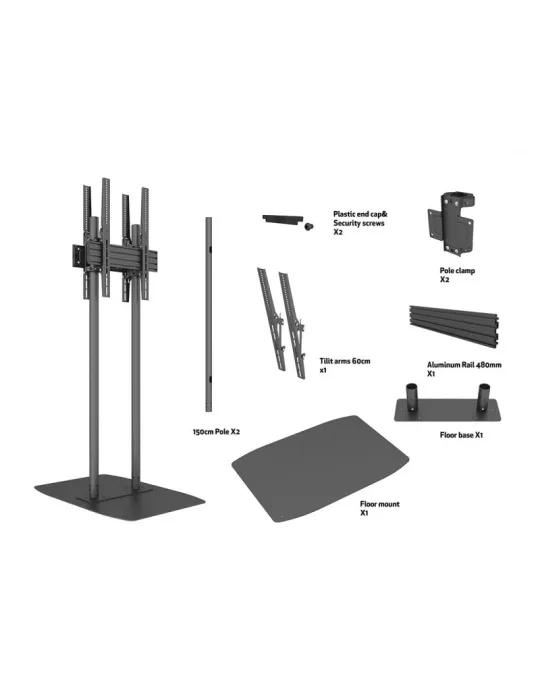 MULTIBRACKETS 8984 Support sol Multibrackets Dual Pole Floorbase Pro B2B - 2 écrans 65"-90" VESA Max 400x600
