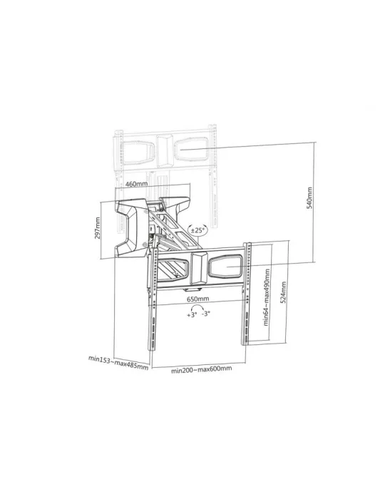 MULTIBRACKETS 9615 Motorized articulated wall mount Multibrackets FlexArm FullMotion - screen size 37  to 70  - max load 35kg