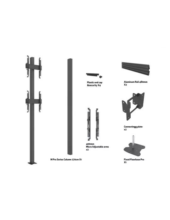 MULTIBRACKETS 0327 Support sol a fixer ajustable Multibrackets MBFC2U 270 Floormount Column Pro - 2 écrans 32"-65" VESA Max 400