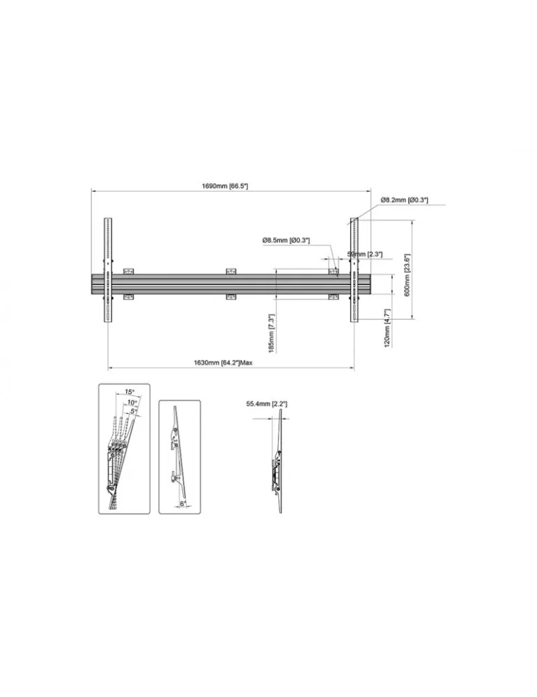 MULTIBRACKETS 3298 Support mural inclinable Multibrackets Wallmount Pro MBW1U 1600 VESA 1600x600