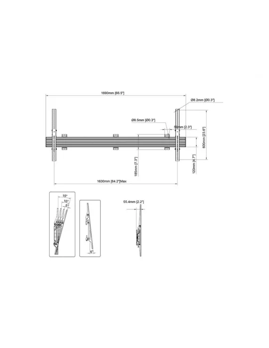 MULTIBRACKETS 3298 Neigbare Wandhalterung Customise LG Multibrackets Wallmount Pro LG 110UM5J kompatibel 77 -110  VESA Max 160