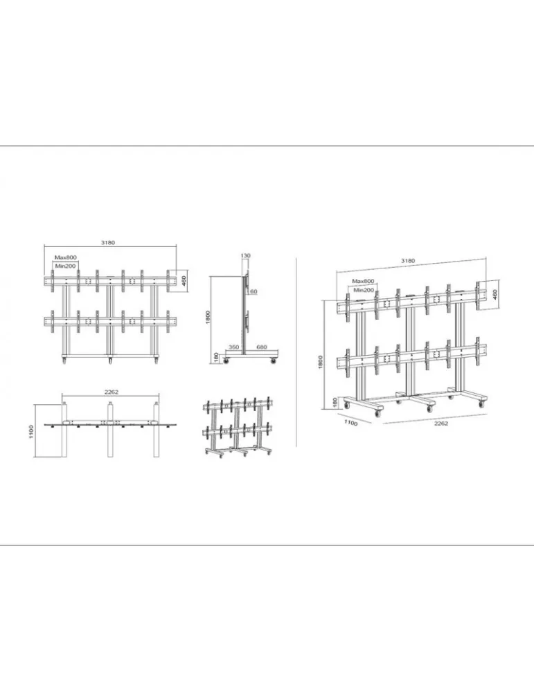 MULTIBRACKETS 9727 Soporte videowall público 6 pantallas 40-55   Ref  MULTIBRACKETS MUL9727 | MusicGoodDeal