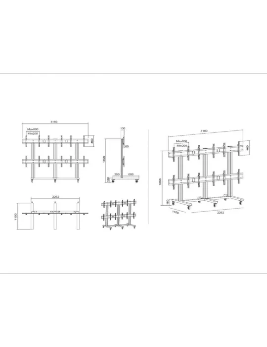 MULTIBRACKETS 9727 Soporte videowall público 6 pantallas 40-55   Ref  MULTIBRACKETS MUL9727 | MusicGoodDeal