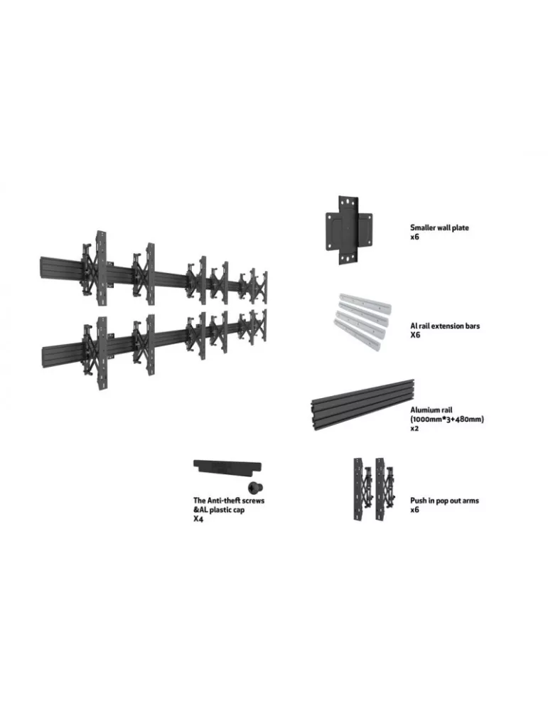 MULTIBRACKETS 5006 Wandhalterung Multibrackets Wallmount Pro MBW3X2U Push In Pop Out Black - 6 Bildschirme 32 -65  VESA Max 60