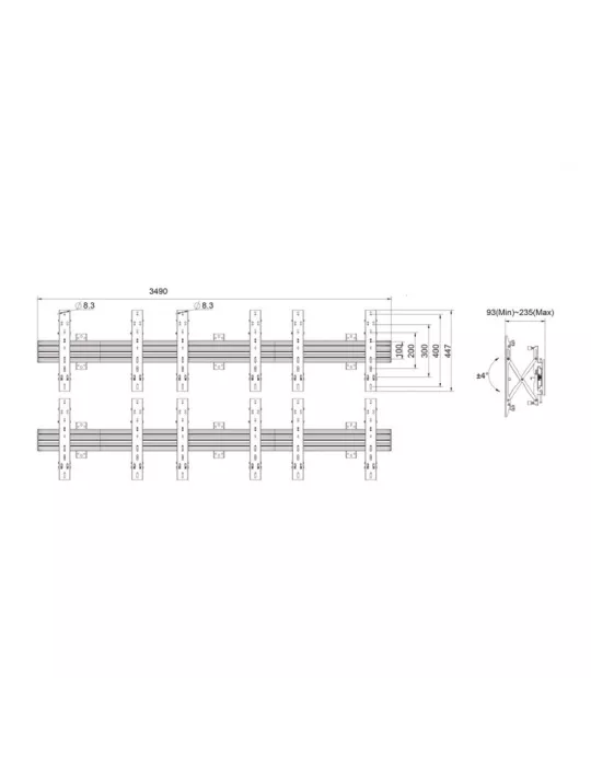MULTIBRACKETS 5006 Wallmount Multibrackets Wallmount Pro MBW3X2U Push In Pop Out Black - 6 screens 32 -65  VESA Max 600x400 MU