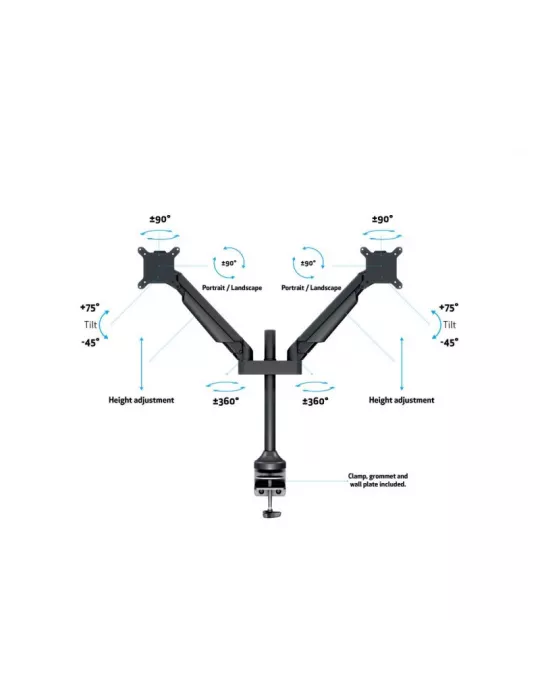 MULTIBRACKETS 2593 Articulated table support Multibrackets M VESA Gas Lift Arm Dual HD - 2 screens 15 - 32  VESA Max 100x100 M
