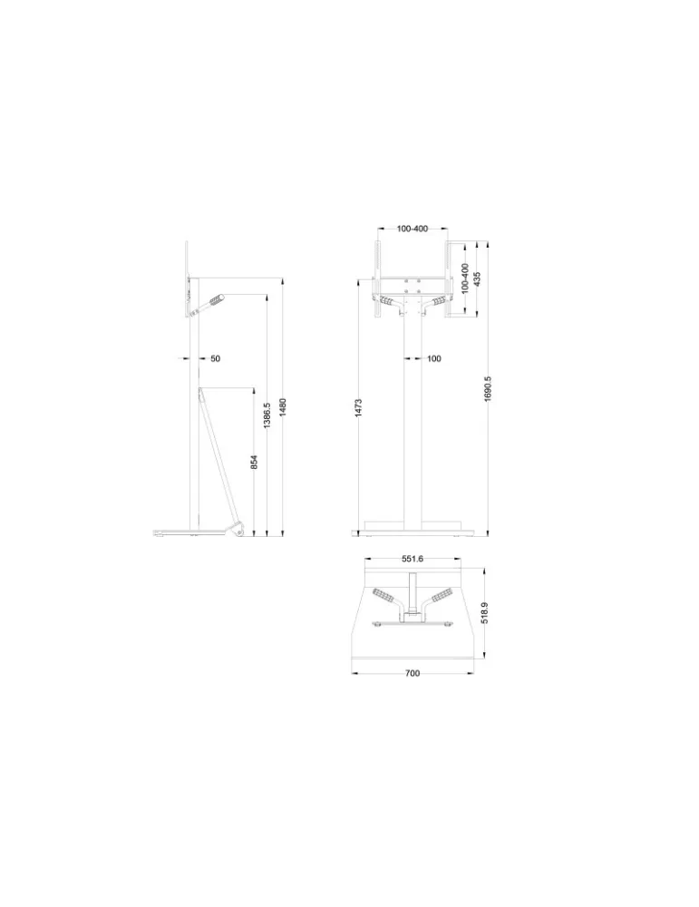 MULTIBRACKETS 0215 Support sur pied inclinable  M Tilt & Roll Floorstand Plus