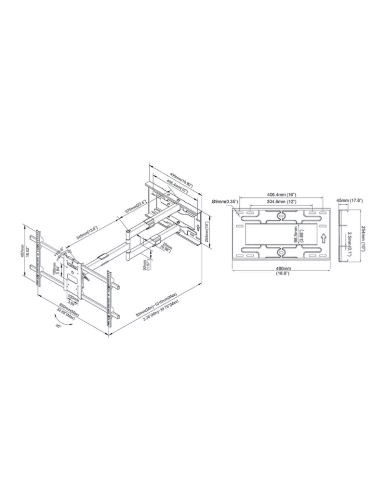 6539 Gelenkige Wandhalterung Multibrackets Long Reach Arm 1010mm Art   null MUL6539 | MusicGoodDeal